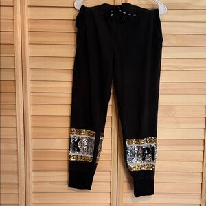 PINK Victoria's Secret Black and Gold Sequin Joggers